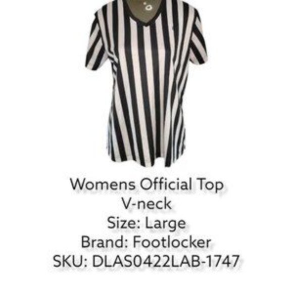 Foot Locker Women's Black & White Polyester Short Sleeve V-Neck T- Shirt Size L. - Picture 2 of 4